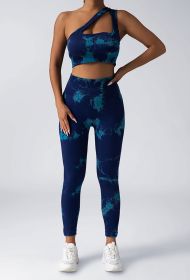 Women Scrunch Workout Leggings Butt Lifting High Waisted Yoga Pants - Tie Dye Seamless Booty Gym Tights (Option: Blue-M)