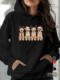 Golden Retrievers Holiday Women's Hoodies (Option: Black-M)