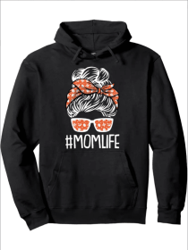 Mom Life Lazy Halloween Costume Ghost Skull Bat Pattern Mama Pullover Hoodie (Option: Black-XL)