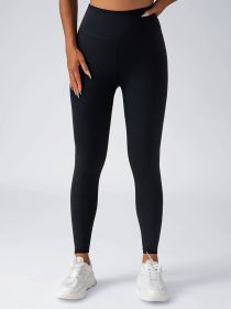 Leggings For Women With Pockets- High Waisted Tummy Control For Workout Running Capri Yoga Pants (Option: Black-M)