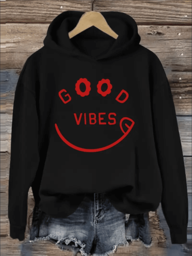 Graphic Print Hoodie, Casual  Hooded Sweatshirt, With Floral And Alphabet Patterns, For Women, Fall Winter Collection