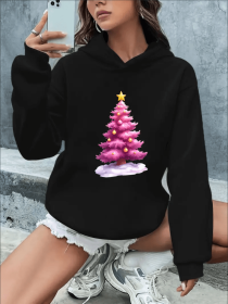 Women's Casual Hoodie With Unique Graphic Print - Drawstring  Machine Washable - Perfect For Fall & Winter (Option: Black-M)