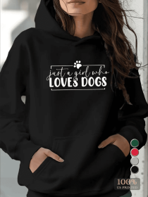 Girl Loves Dogs Women's Hoodies Comfort Fit (Option: Black-M)